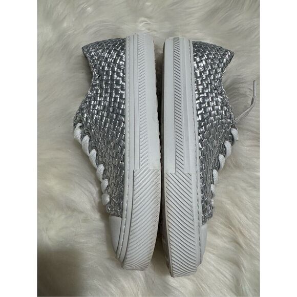 Stuart Weitzman woven metallic leather sneakers silver 38 - Picture 6 of 15